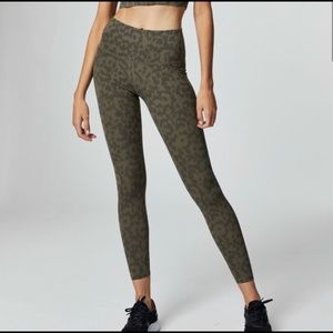 Varley Luna High Waist Green Cheetah Leggings